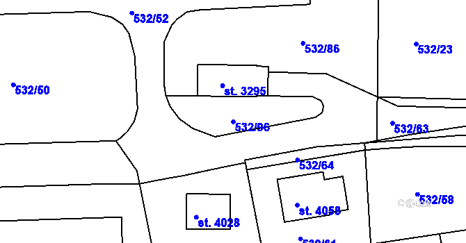 Parcela st. 532/96 v KÚ Strakonice, Katastrální mapa