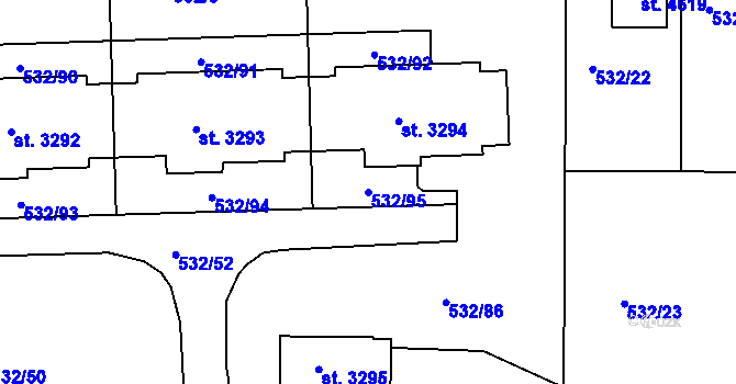 Parcela st. 532/95 v KÚ Strakonice, Katastrální mapa