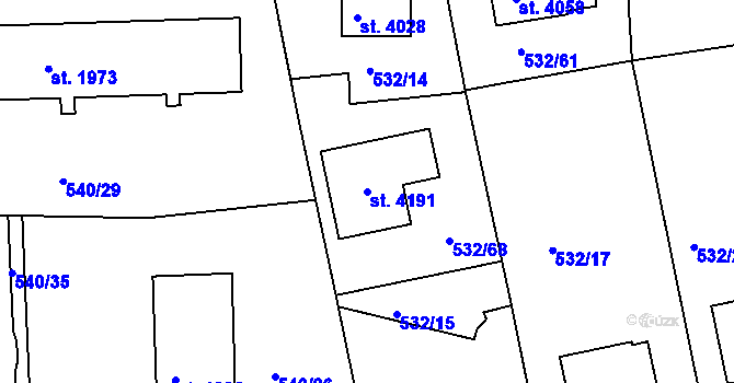 Parcela st. 4191 v KÚ Strakonice, Katastrální mapa