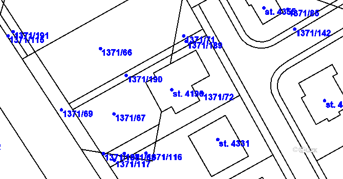 Parcela st. 4196 v KÚ Strakonice, Katastrální mapa