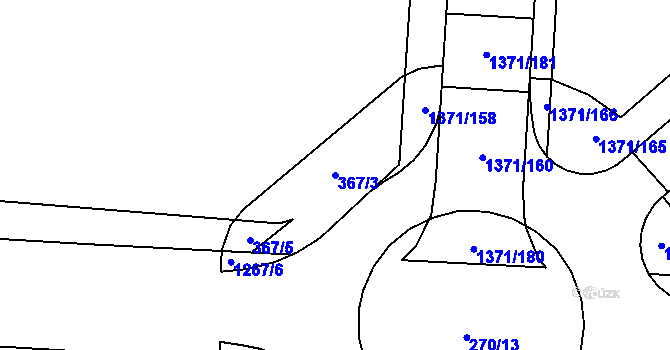 Parcela st. 367/3 v KÚ Strakonice, Katastrální mapa