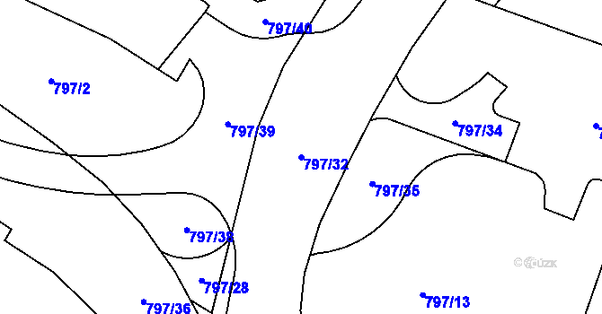 Parcela st. 797/32 v KÚ Strakonice, Katastrální mapa