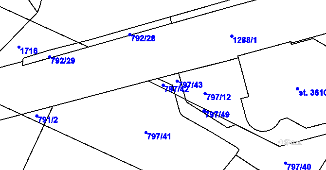 Parcela st. 797/42 v KÚ Strakonice, Katastrální mapa