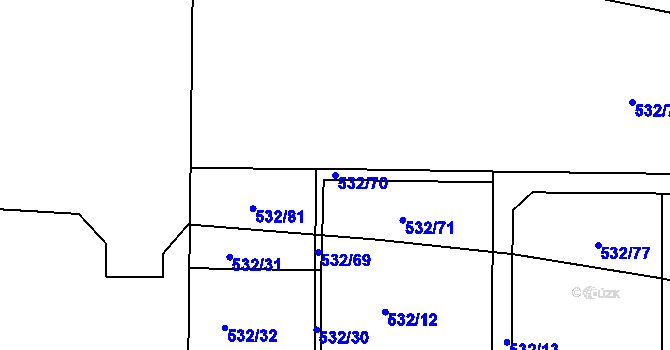 Parcela st. 532/70 v KÚ Strakonice, Katastrální mapa