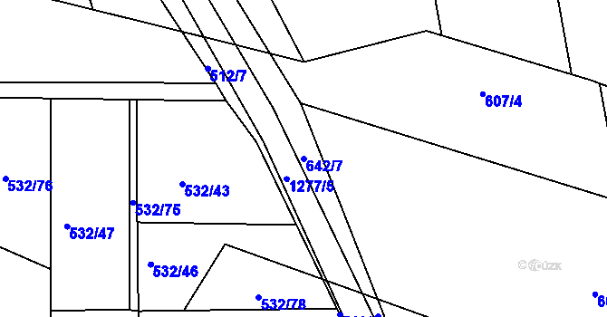 Parcela st. 642/7 v KÚ Strakonice, Katastrální mapa