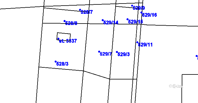 Parcela st. 529/7 v KÚ Strakonice, Katastrální mapa