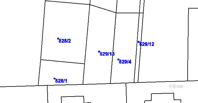 Parcela st. 529/13 v KÚ Strakonice, Katastrální mapa