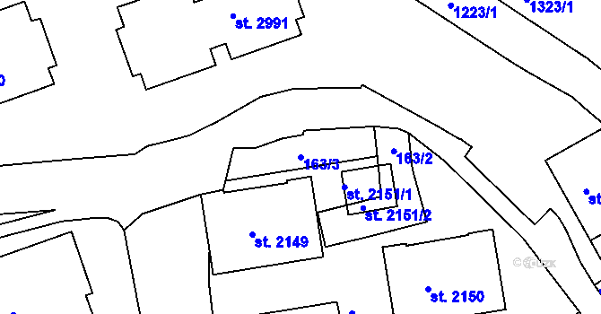 Parcela st. 163/3 v KÚ Strakonice, Katastrální mapa