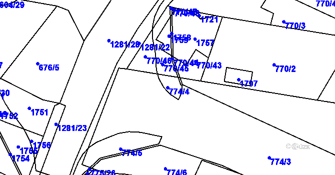 Parcela st. 774/4 v KÚ Strakonice, Katastrální mapa