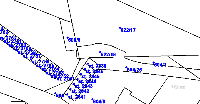 Parcela st. 622/18 v KÚ Strakonice, Katastrální mapa