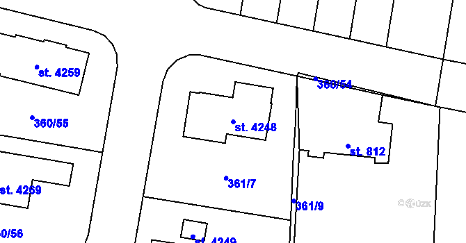 Parcela st. 4248 v KÚ Strakonice, Katastrální mapa