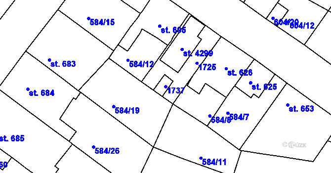 Parcela st. 1737 v KÚ Strakonice, Katastrální mapa