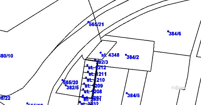 Parcela st. 4348 v KÚ Strakonice, Katastrální mapa