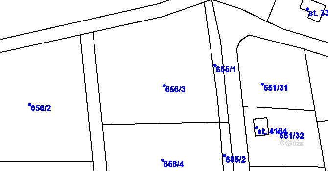 Parcela st. 656/3 v KÚ Strakonice, Katastrální mapa