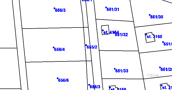 Parcela st. 655/2 v KÚ Strakonice, Katastrální mapa