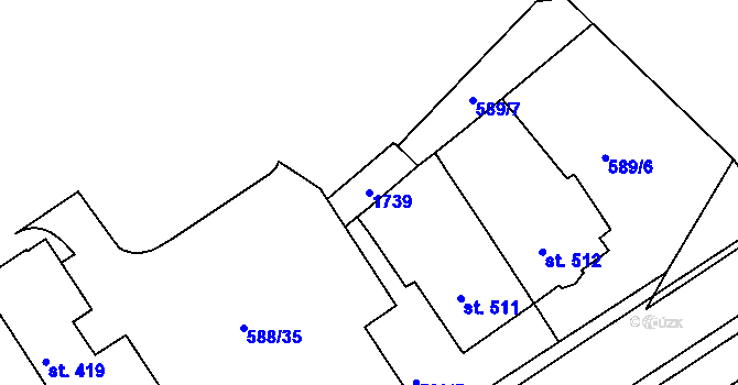 Parcela st. 1739 v KÚ Strakonice, Katastrální mapa