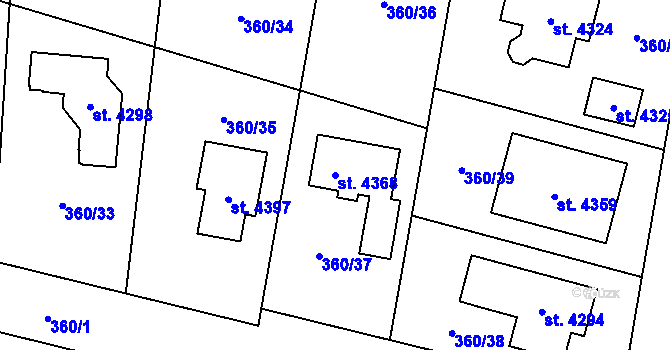 Parcela st. 4368 v KÚ Strakonice, Katastrální mapa