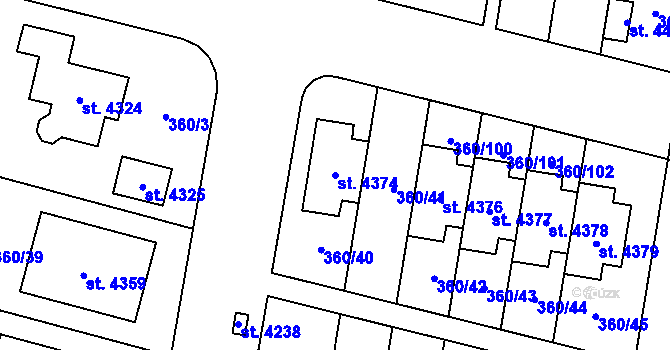 Parcela st. 4374 v KÚ Strakonice, Katastrální mapa