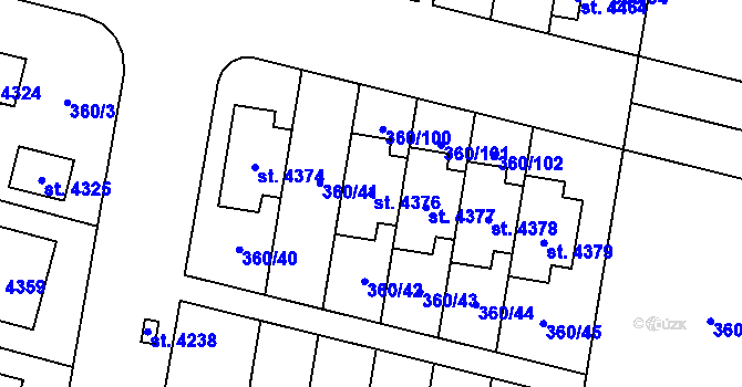 Parcela st. 4376 v KÚ Strakonice, Katastrální mapa