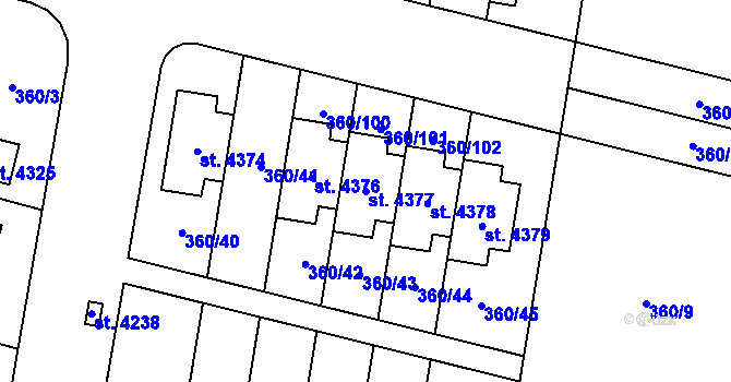 Parcela st. 4377 v KÚ Strakonice, Katastrální mapa