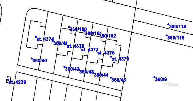 Parcela st. 4378 v KÚ Strakonice, Katastrální mapa