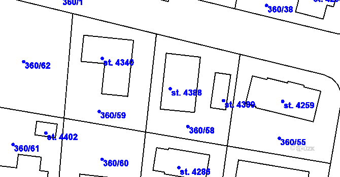 Parcela st. 4388 v KÚ Strakonice, Katastrální mapa