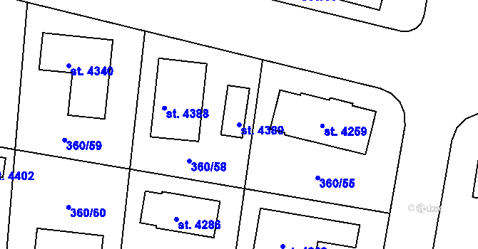 Parcela st. 4389 v KÚ Strakonice, Katastrální mapa