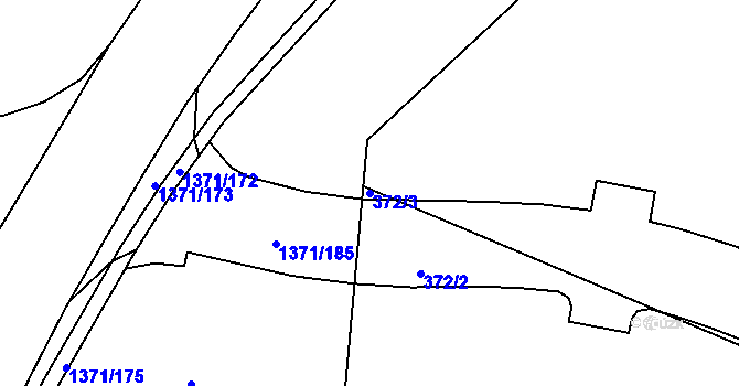 Parcela st. 372/3 v KÚ Strakonice, Katastrální mapa