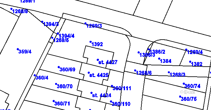 Parcela st. 4429 v KÚ Strakonice, Katastrální mapa