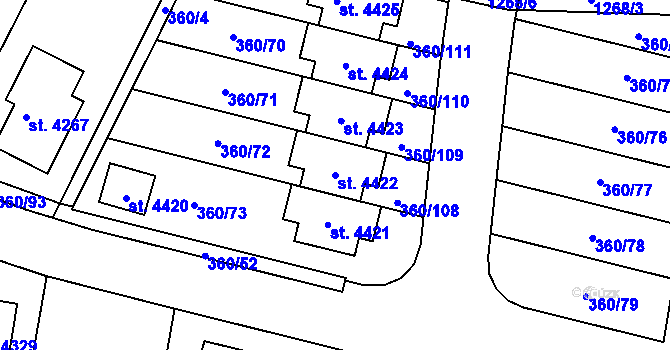 Parcela st. 4422 v KÚ Strakonice, Katastrální mapa