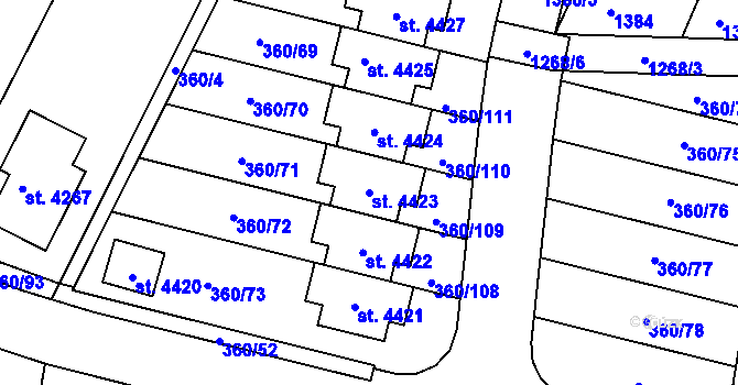 Parcela st. 4423 v KÚ Strakonice, Katastrální mapa