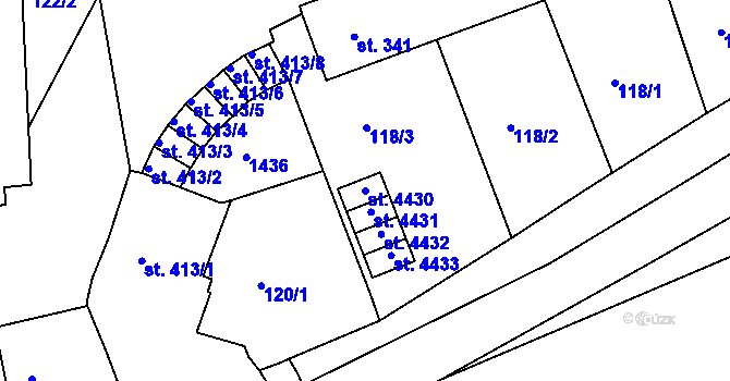 Parcela st. 4430 v KÚ Strakonice, Katastrální mapa