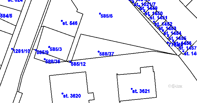 Parcela st. 588/37 v KÚ Strakonice, Katastrální mapa