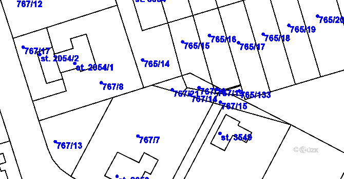 Parcela st. 767/21 v KÚ Strakonice, Katastrální mapa