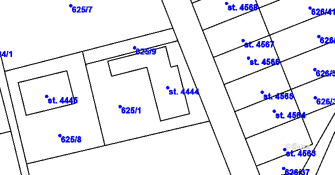 Parcela st. 4444 v KÚ Strakonice, Katastrální mapa