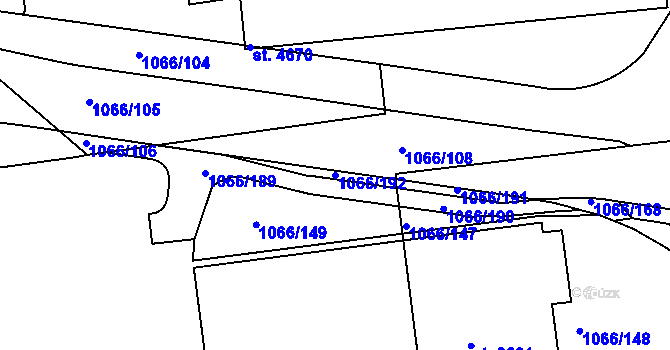 Parcela st. 1066/192 v KÚ Strakonice, Katastrální mapa