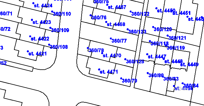 Parcela st. 4470 v KÚ Strakonice, Katastrální mapa