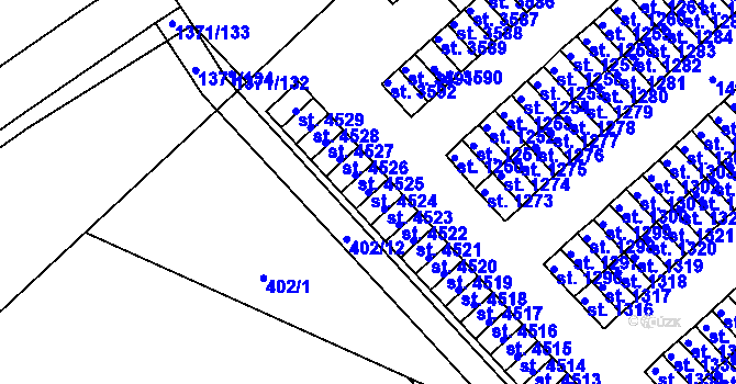 Parcela st. 4524 v KÚ Strakonice, Katastrální mapa