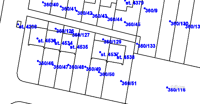 Parcela st. 4537 v KÚ Strakonice, Katastrální mapa
