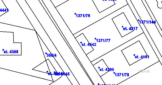 Parcela st. 4542 v KÚ Strakonice, Katastrální mapa