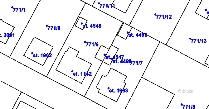 Parcela st. 4547 v KÚ Strakonice, Katastrální mapa