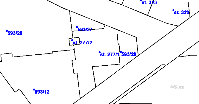 Parcela st. 277/1 v KÚ Nové Strakonice, Katastrální mapa