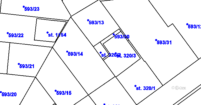 Parcela st. 320/2 v KÚ Nové Strakonice, Katastrální mapa