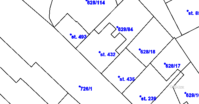 Parcela st. 432 v KÚ Nové Strakonice, Katastrální mapa
