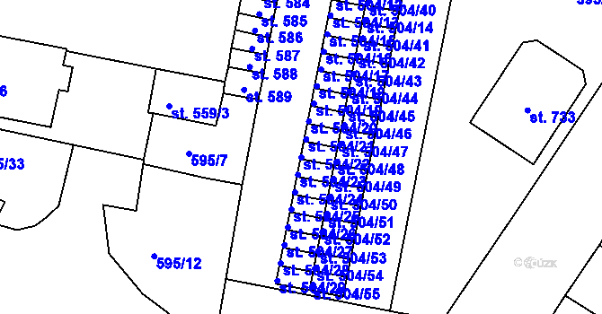 Parcela st. 504/22 v KÚ Nové Strakonice, Katastrální mapa