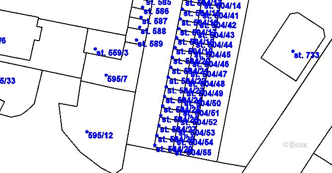 Parcela st. 504/23 v KÚ Nové Strakonice, Katastrální mapa