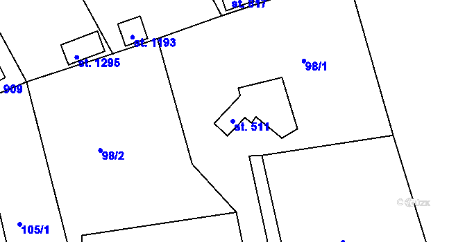 Parcela st. 511 v KÚ Nové Strakonice, Katastrální mapa