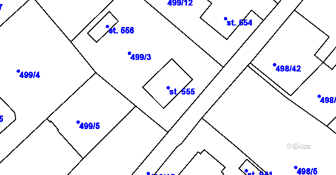 Parcela st. 555 v KÚ Nové Strakonice, Katastrální mapa