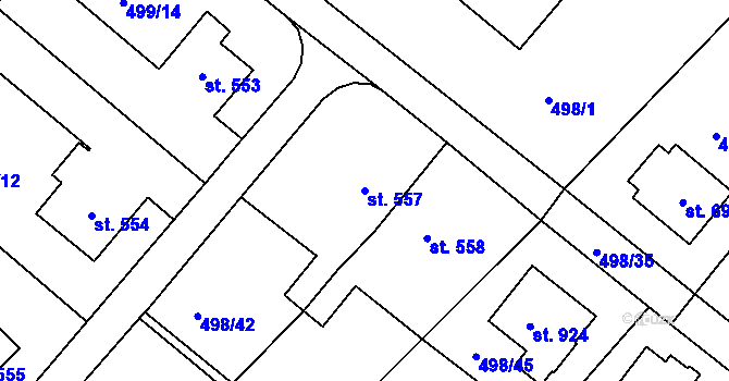 Parcela st. 557 v KÚ Nové Strakonice, Katastrální mapa