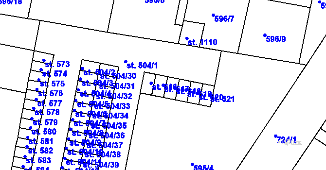 Parcela st. 617 v KÚ Nové Strakonice, Katastrální mapa